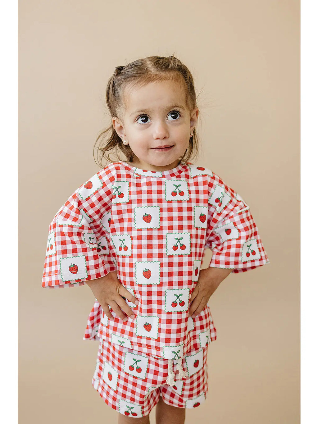 Strawberry Gingham- Shorts Set