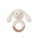 Baby Teething Toy Rattle Wood Ring Crochet (Rabbit)