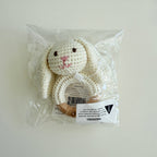 Baby Teething Toy Rattle Wood Ring Crochet (Rabbit)