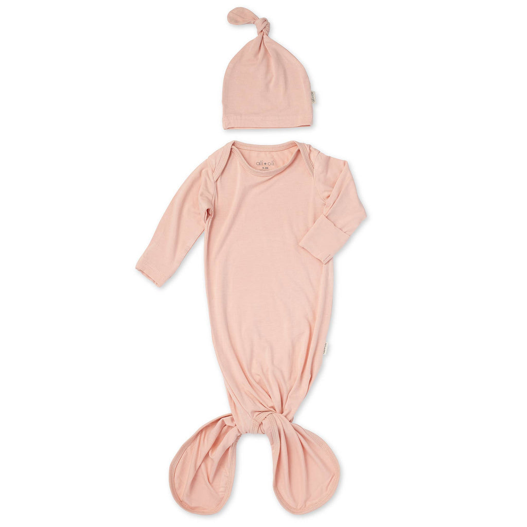 Bamboo Layette Knotted Gown and Beanie