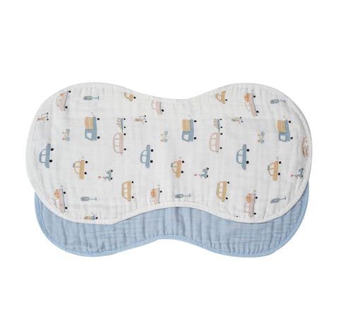 Bamboo Muslin Burp Cloth Set 2-Pack (Autos/Blue)