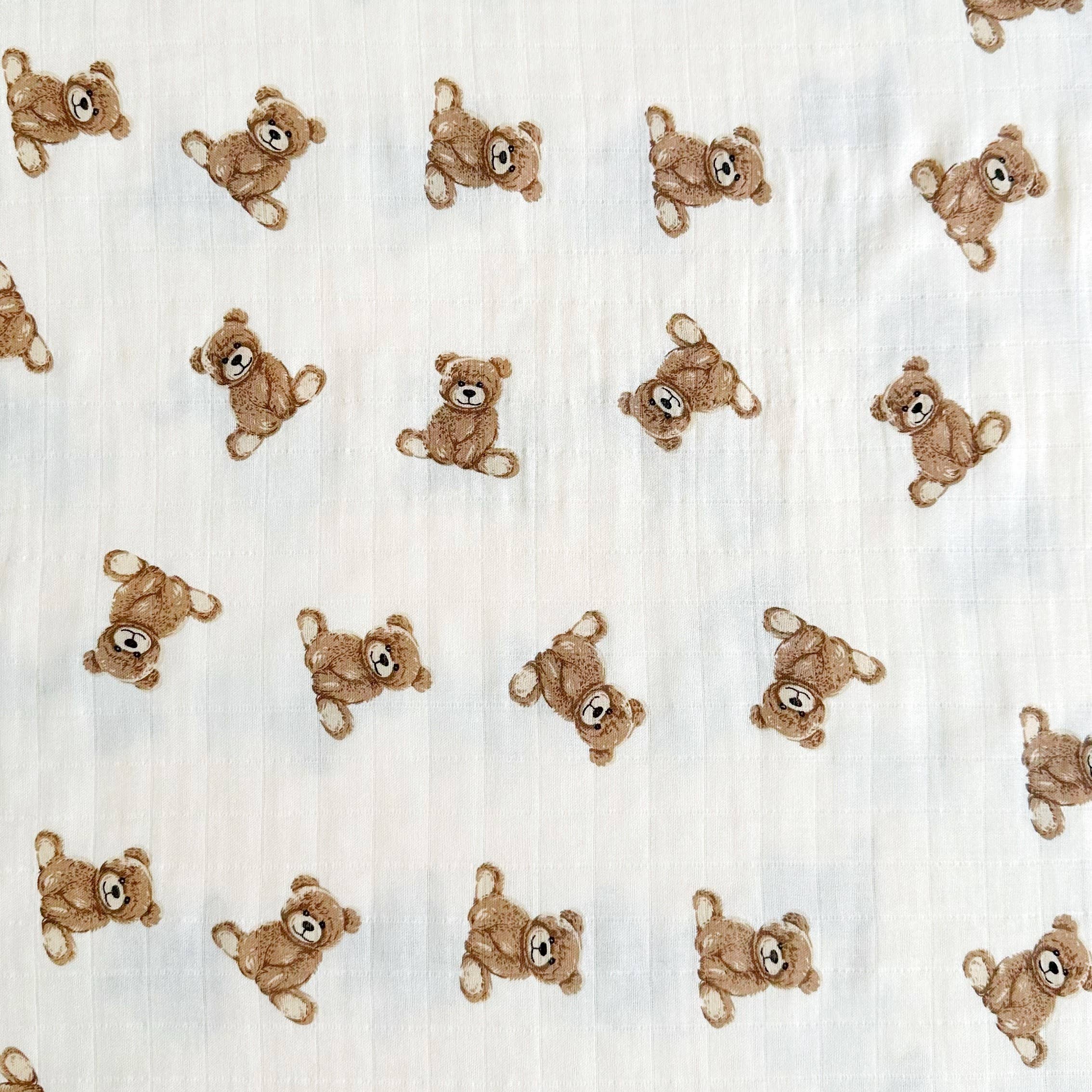 Bamboo Muslin Swaddle Baby Blanket (Teddy Bear)
