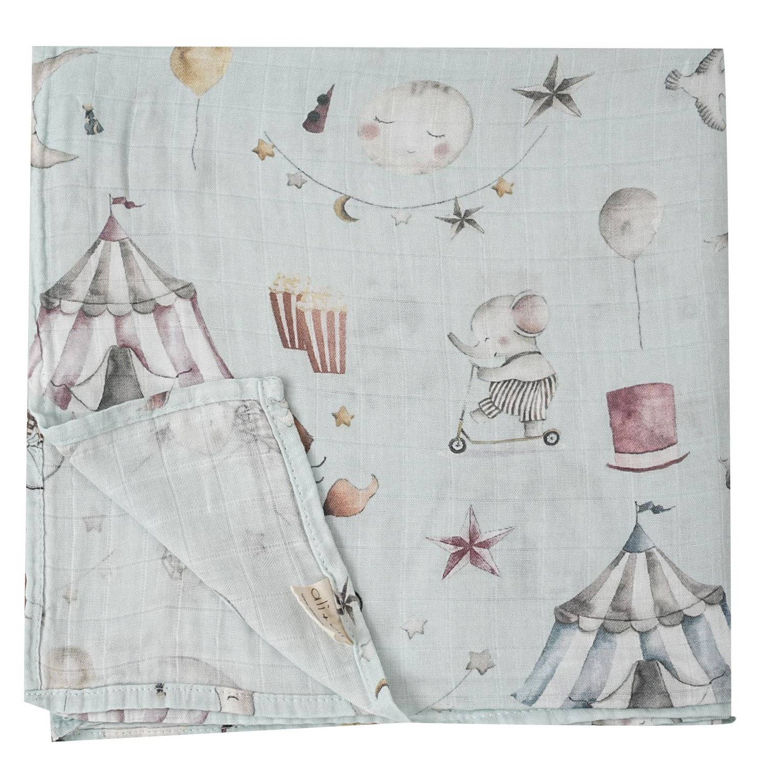 Bamboo Muslin Swaddle Blanket (Circus)