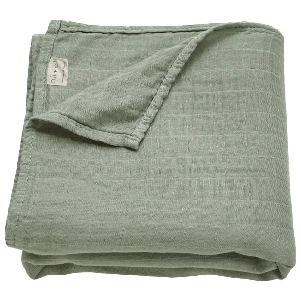 Bamboo Muslin Swaddle Blanket (Green)