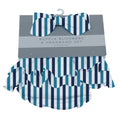 Blue and White Stripe Ruffle Bloomers and Headband Set