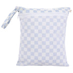 Dual-Compartment Wet/Dry Bag with Mesh Pocket (Blue Checker)