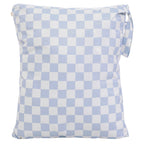 Dual-Compartment Wet/Dry Bag with Mesh Pocket (Blue Checker)