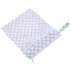 Dual-Compartment Wet/Dry Bag with Mesh Pocket (Blue Checker)