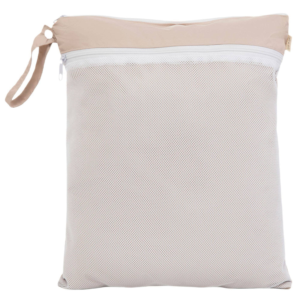 Dual-Compartment Wet/Dry Bag with Mesh Pocket (Taupe)