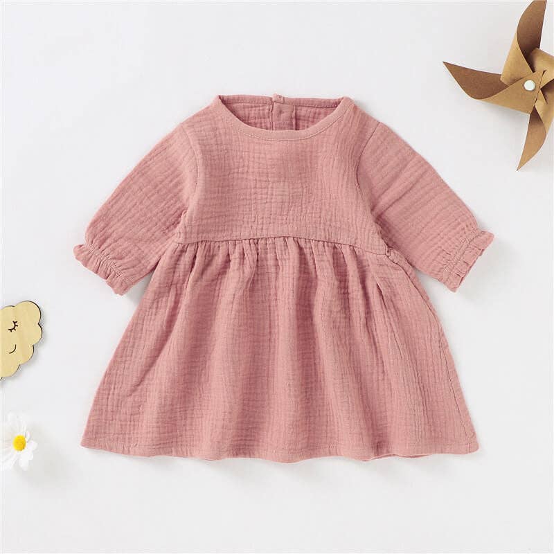 Girls' Ruffle Sleeve Dress Soft Cotton A-Line Dress
