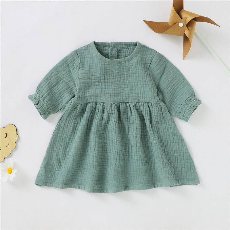 Girls' Ruffle Sleeve Dress Soft Cotton A-Line Dress