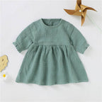 Girls' Ruffle Sleeve Dress Soft Cotton A-Line Dress
