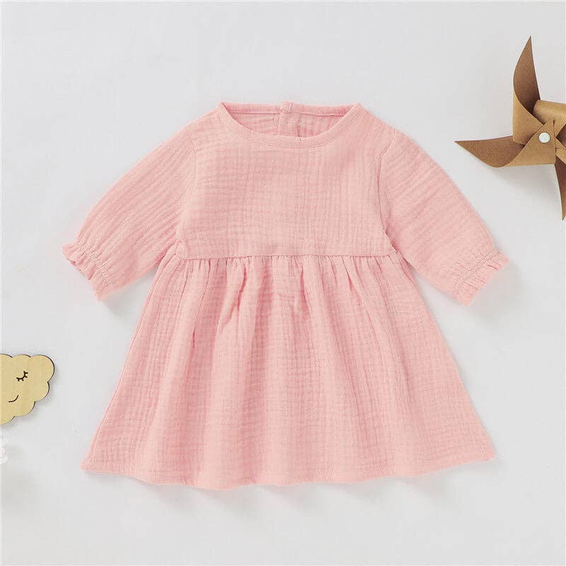 Girls' Ruffle Sleeve Dress Soft Cotton A-Line Dress
