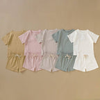 Kids Organic Cotton Short Sleeve Set Cute Casual Style