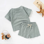 Kids Organic Cotton Short Sleeve Set Cute Casual Style