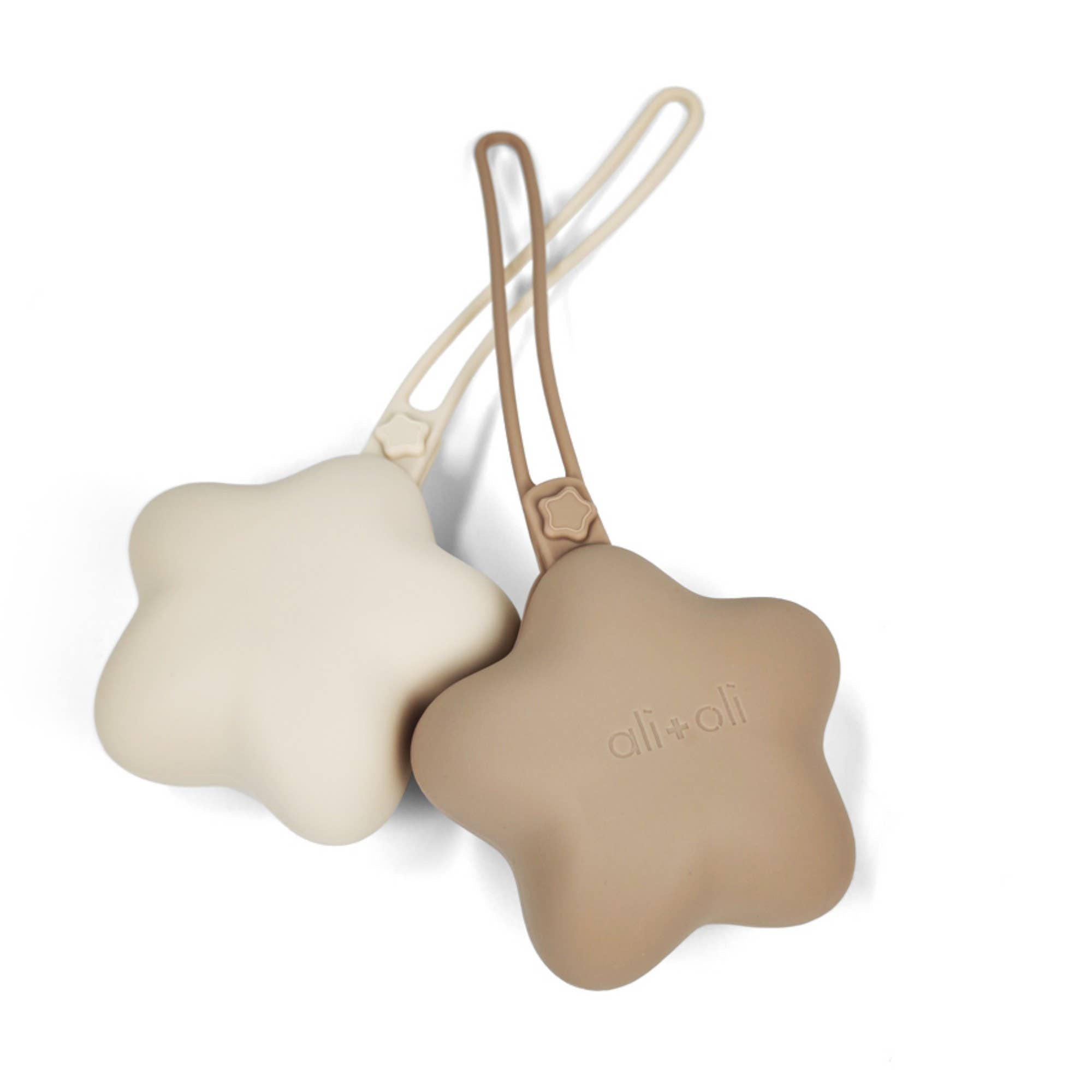 Silicone Pacifier Case 2-pack Star (Taupe-Sand)