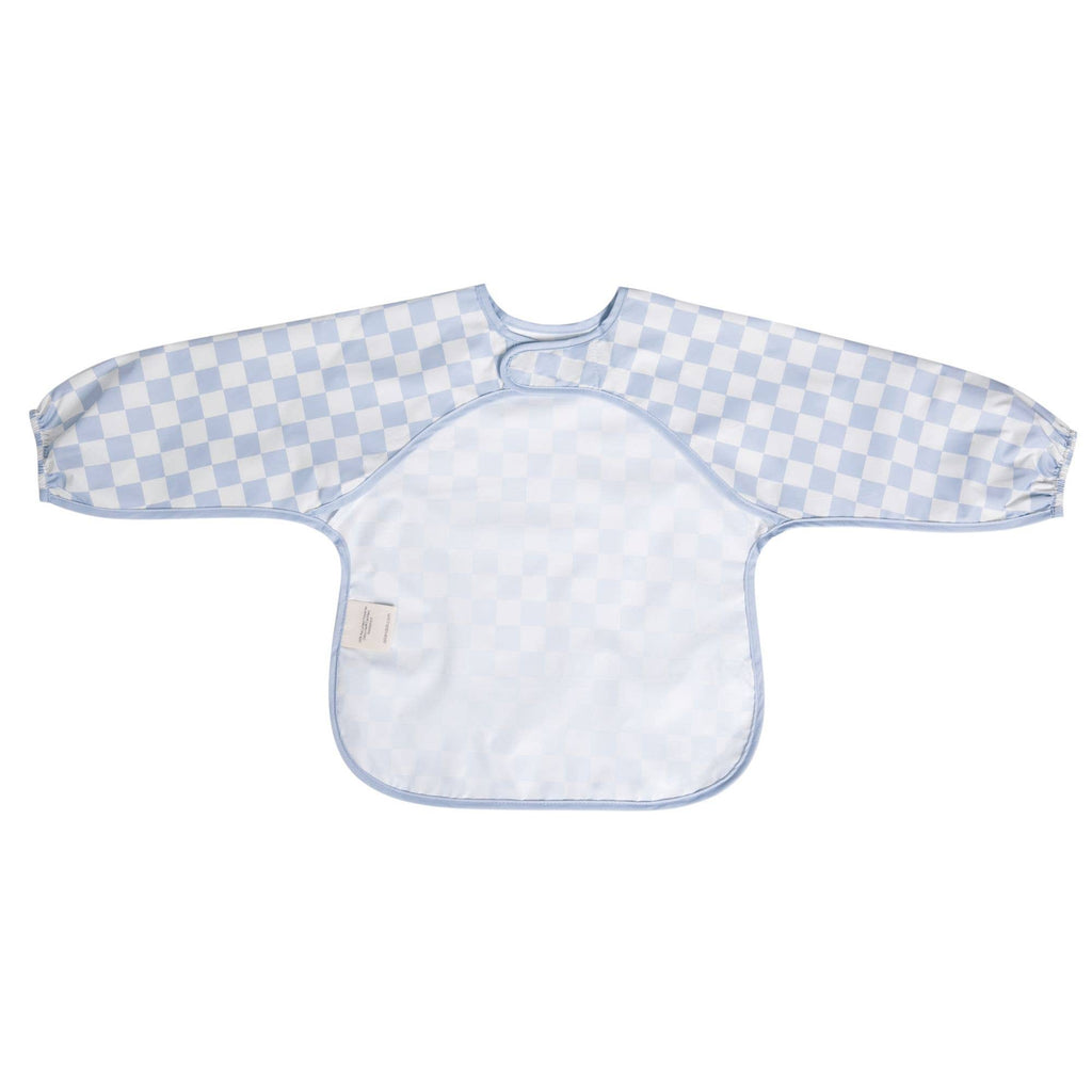 Smock Bib for Baby & Toddler Long Sleeve (Blue Checkers)