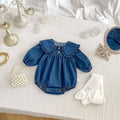 Spring Baby Girls Blue Denim Long-sleeved bodysuit or Dress